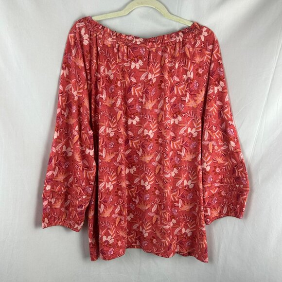 J Jill Printed Convertible Shoulder Top Women Plus 2X Pink Floral 3/4 Sleeves - Picture 10 of 11